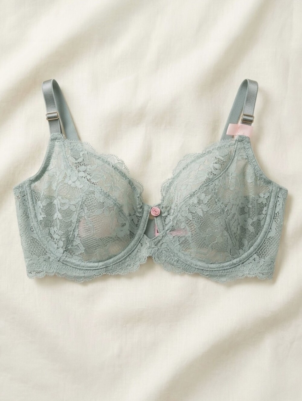 NWT Victoria's Secret Mint Green Sheer Floral Lace Unlined Bra 34DD / 34E (37M9)